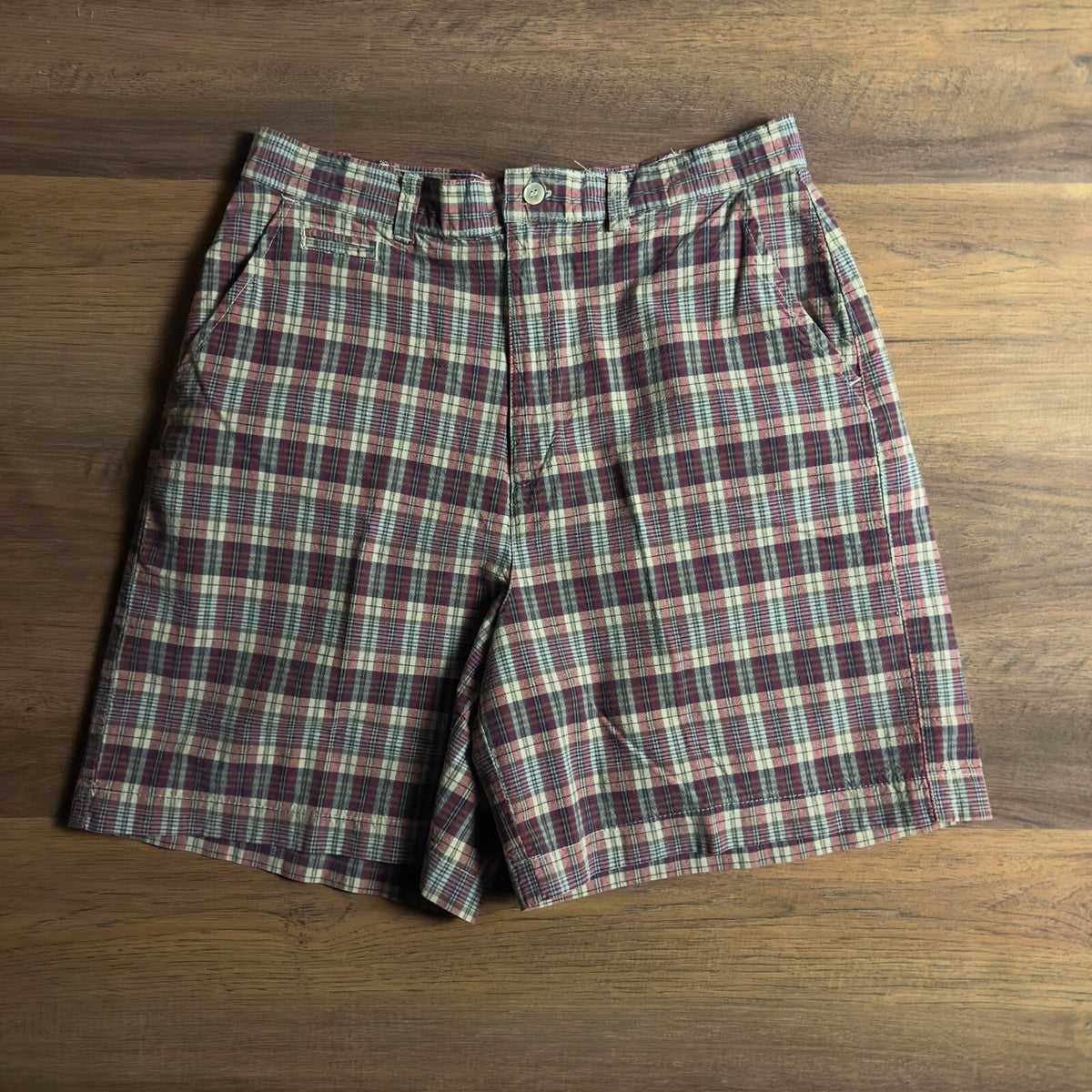 Vintage Sonoma Jean Plaid Shorts Womens 12 Navy High Waisted