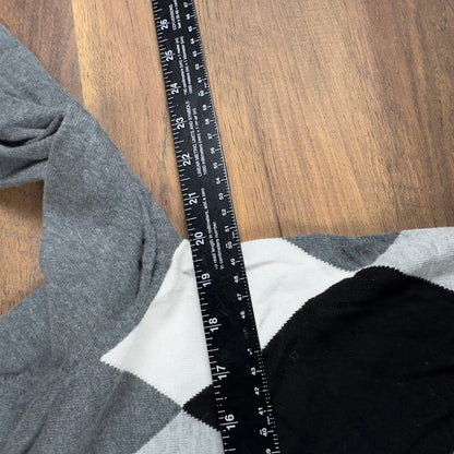 Y2K Express Argyle V-Neck Sweater Mens M Grey Black White