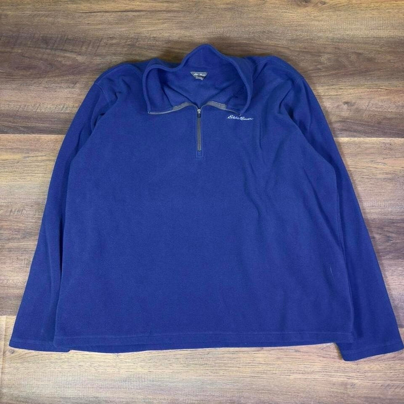 Eddie Bauer Quarter Zip Fleece Pullover Mens 2XL Blue Casual