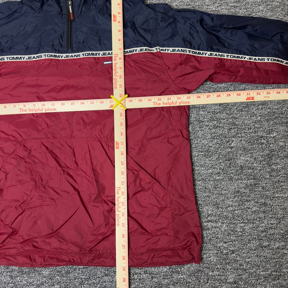 Tommy Jeans Half Zip Anorak Jacket Mens L Navy Red