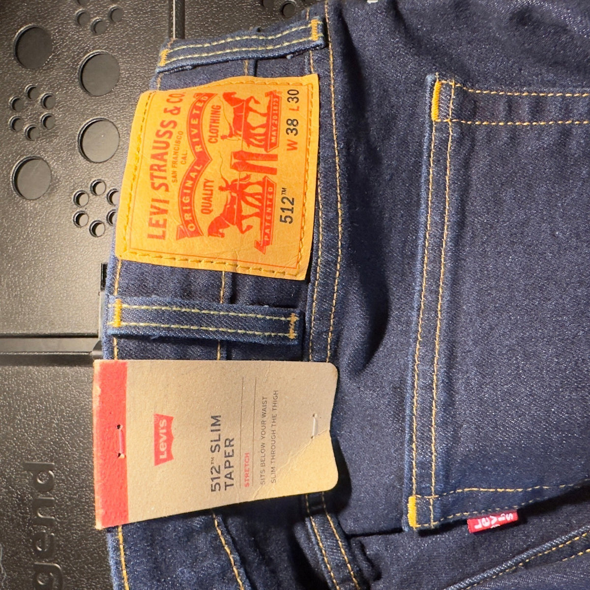 NWT Levi's 512 Slim Taper Jeans Mens 38x30 Indigo Dark Wash