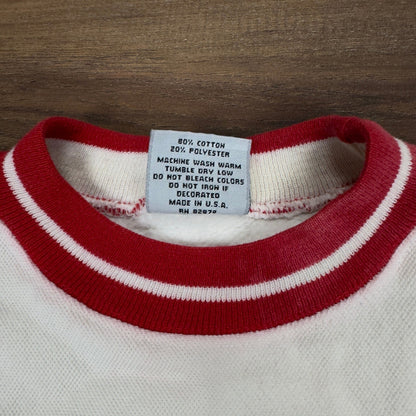 Vintage 90s Toro Embroidered Sweatshirt White Red Ringer Relaxed Fit L.A. Loving