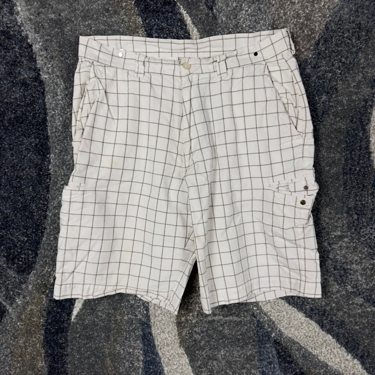 Vintage Callaway Golf Shorts Mens 33 Cream Plaid Windowpane