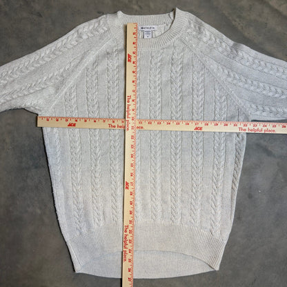 Athleta Crossroads Crew Sweater Womens M Cream Cable Knit