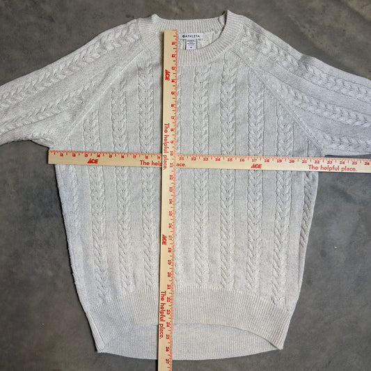 Athleta Crossroads Crew Sweater Womens M Cream Cable Knit
