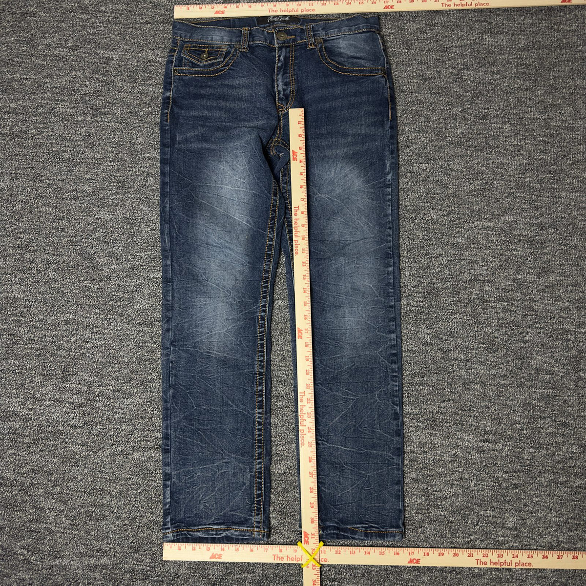 True Luck Mens Jeans 32x32 Dark Wash Western Straight Y2K