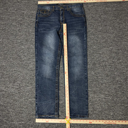 True Luck Mens Jeans 32x32 Dark Wash Western Straight Y2K