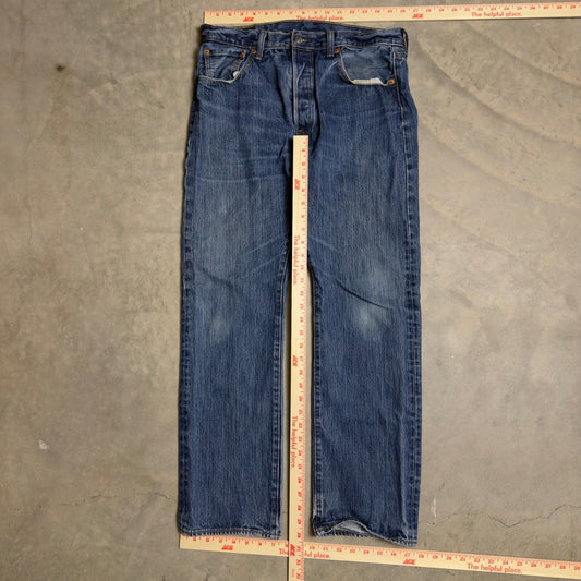 Levi's 501 Original Fit Jeans Mens 34x32 Blue Straight Leg Heritage Baggy