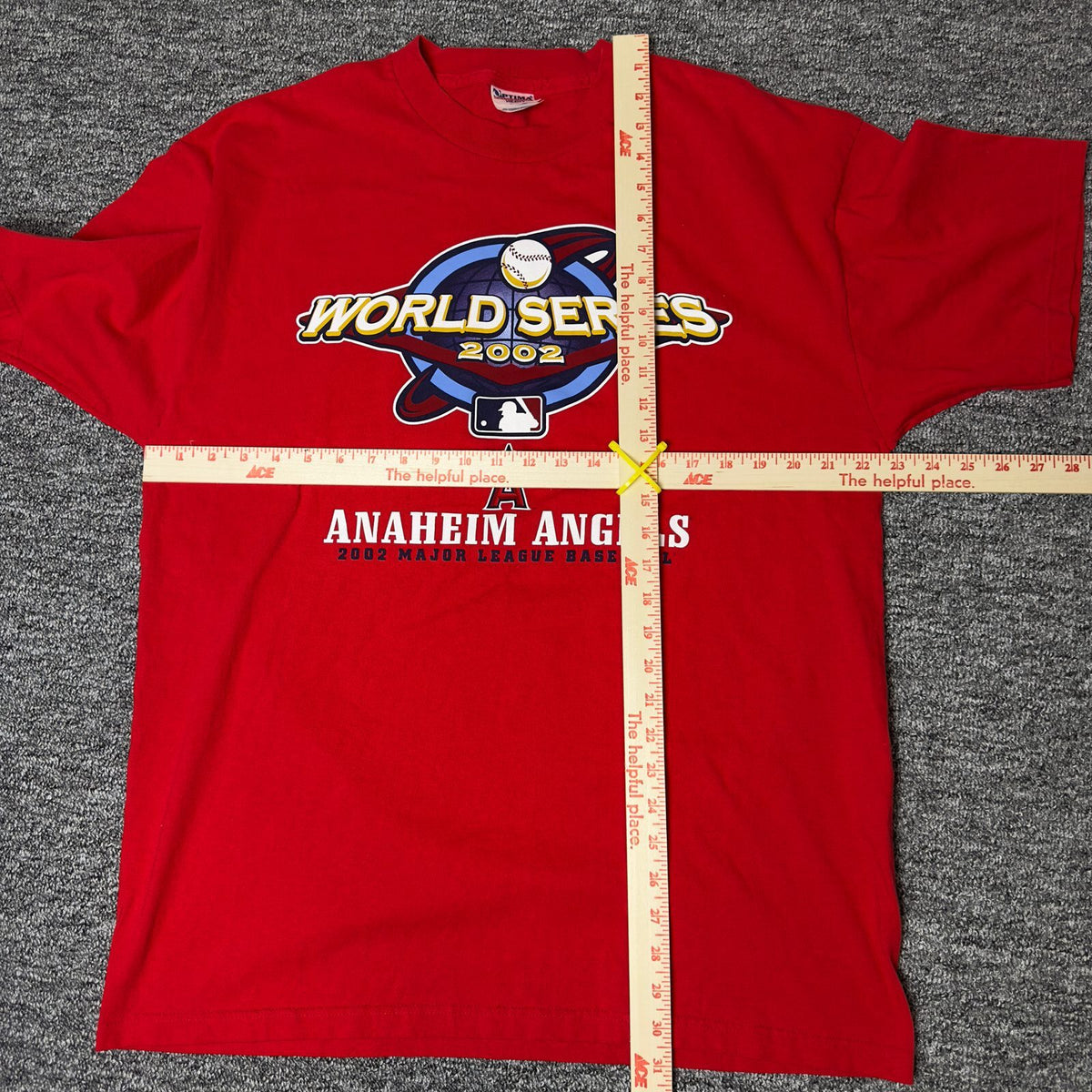 Vintage 2002 Anaheim Angels World Series MLB Tee XL Red
