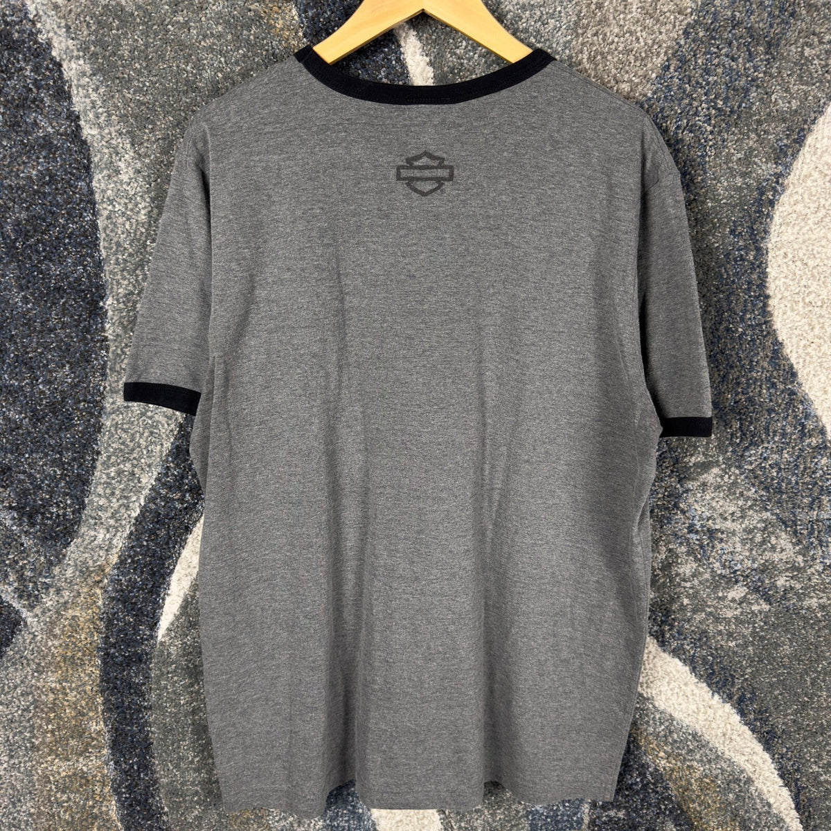 Harley Davidson Screamin Eagle Ringer Tee Mens XL Gray Black