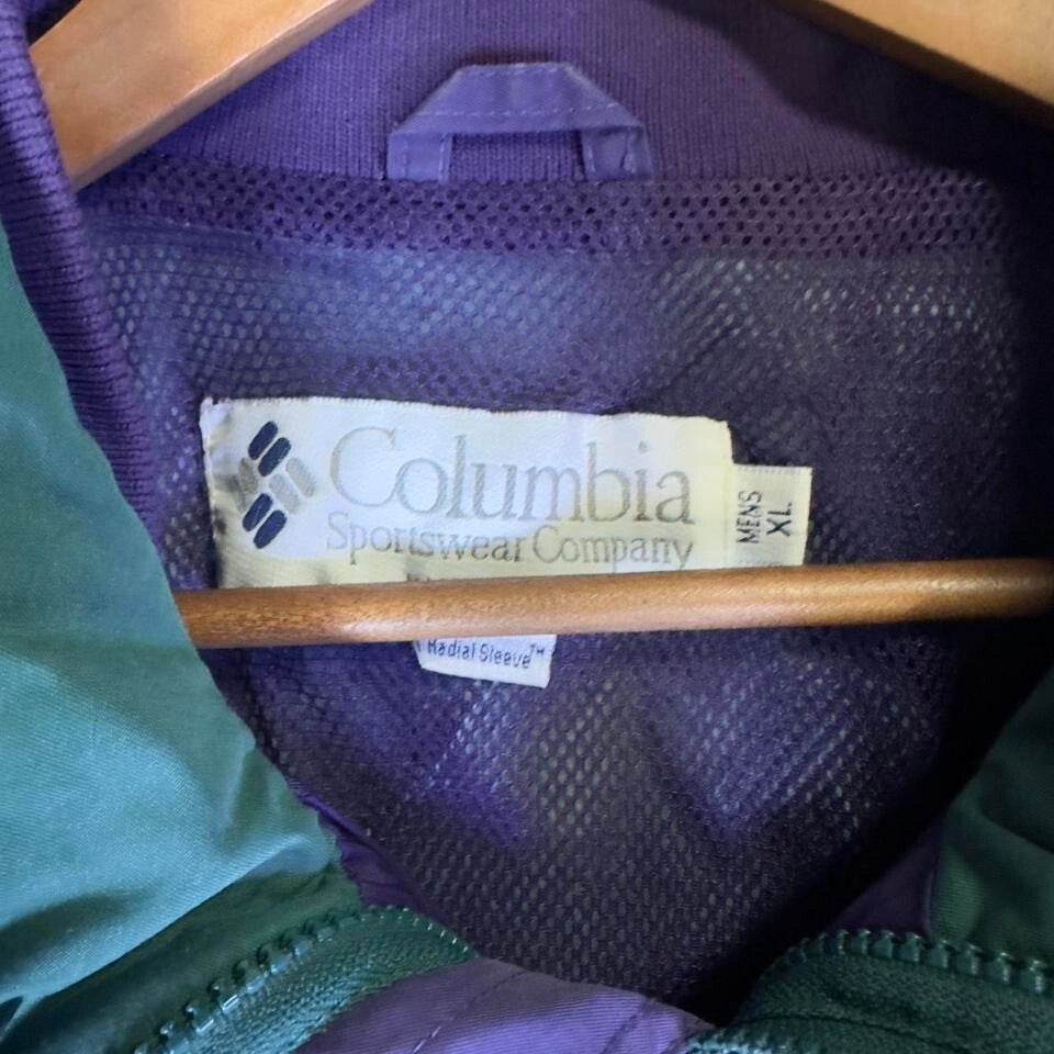 Vintage Columbia Jacket Womens XL Green Purple Radial Sleeve
