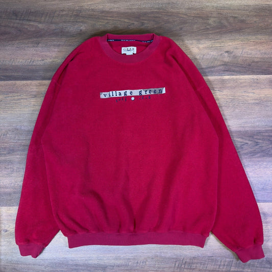 Y2K Village Green Golf Club Fleece Sweatshirt Red Mens XXL