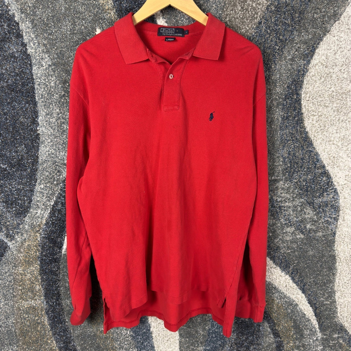 Polo Ralph Lauren Long Sleeve Polo Shirt Mens L Red Pique