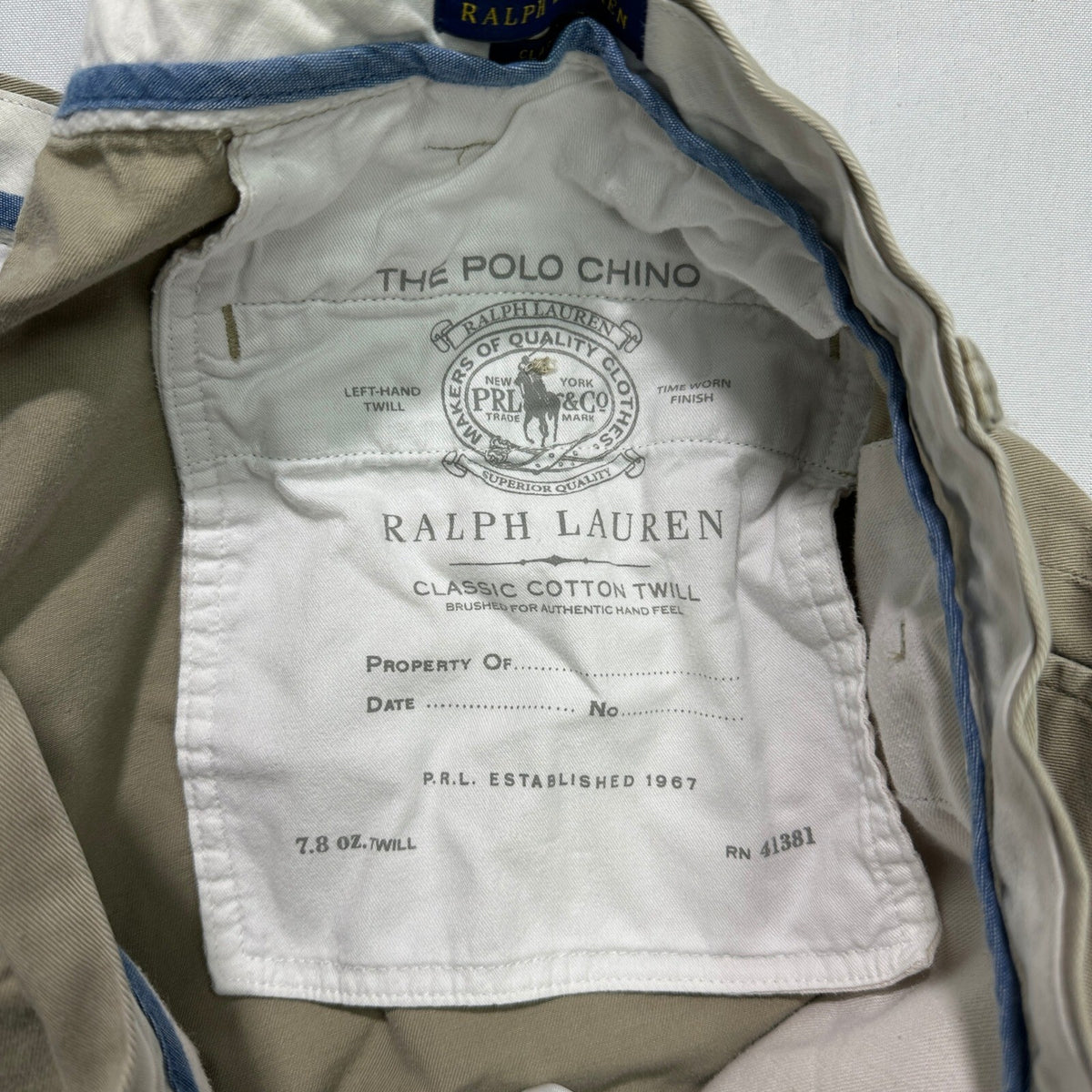 Polo Ralph Lauren Mens 38x34 Classic Fit Khaki Chino Pants