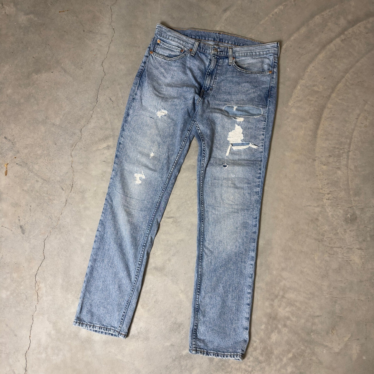 Levi's 511 Slim Fit Jeans Mens 34x32 Light Wash Repaired