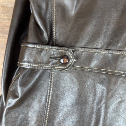 Vintage Towncraft Mens XL Brown Leather Car Coat Jacket