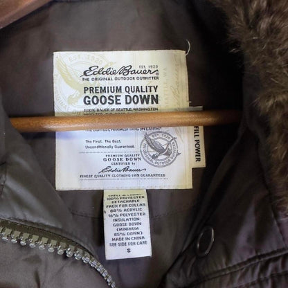 Eddie Bauer Women's Goose Down Jacket Small Brown 700 Fill Power