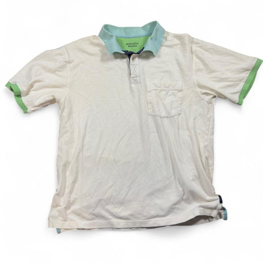 Scandia Woods Polo Men L White Cotton Colorblock Preppy