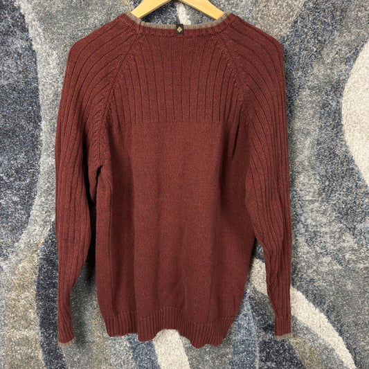 Vintage Columbia Ribbed Knit Sweater Mens M Burgundy Rust