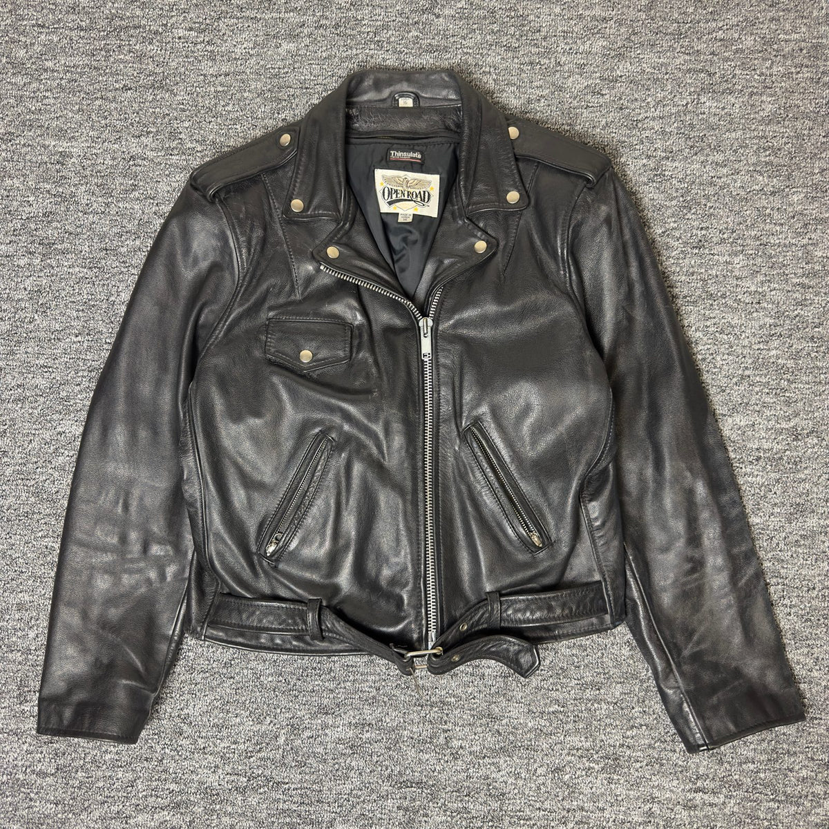 Open Road Leather Moto Jacket Womens 16 Black Biker
