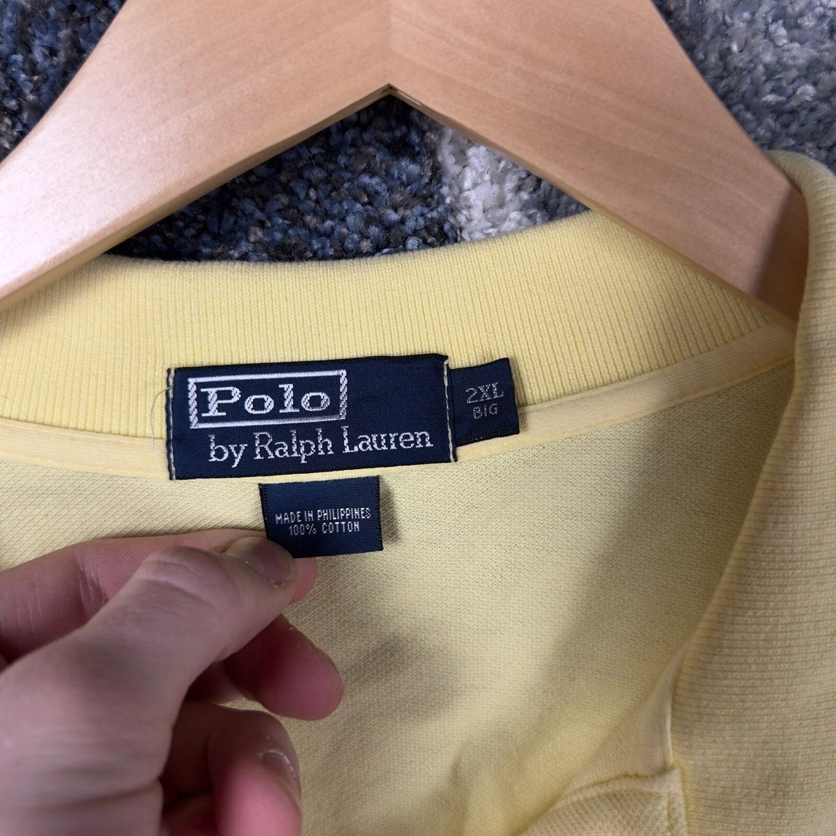 Polo Ralph Lauren Pique Polo Shirt Mens 2XL Yellow Navy Pony