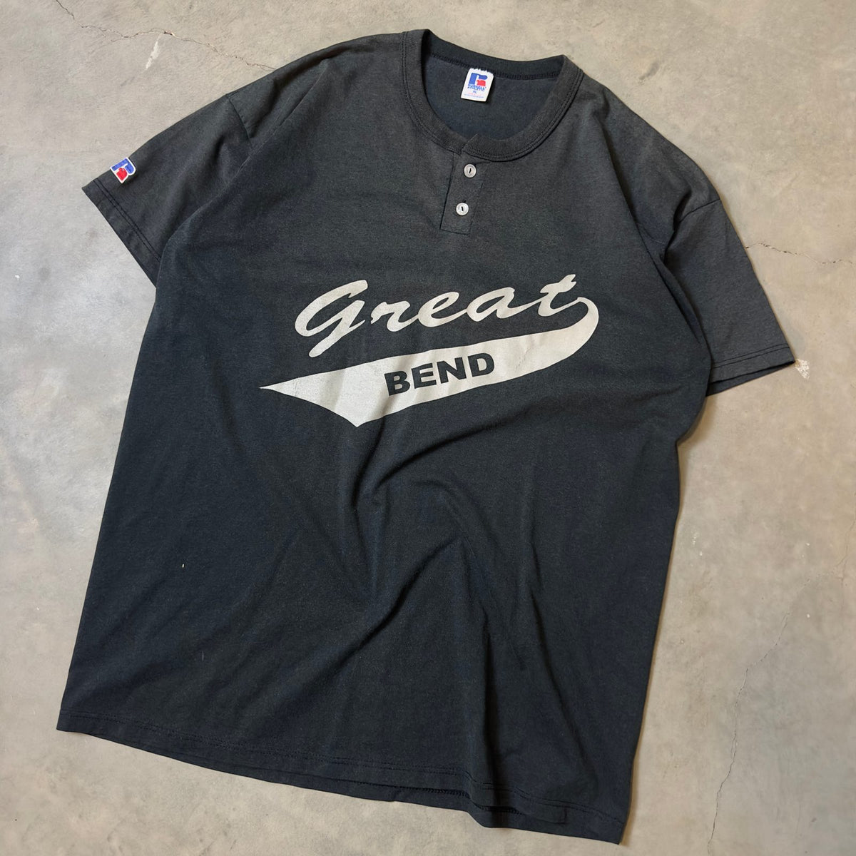 Vintage Russell Athletic Great Bend 32 Henley Tee Mens XL