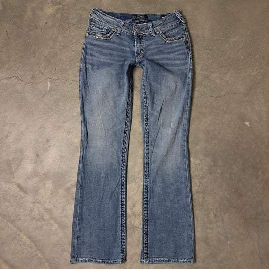 Silver Jeans Suki Mid Slim Boot Womens 29 Dark Wash Stretch