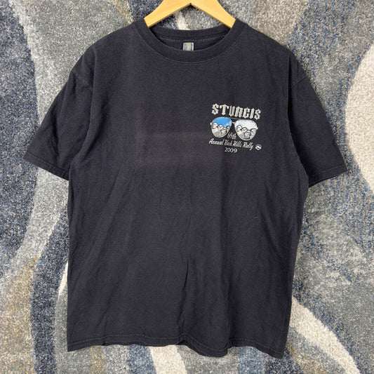 Y2K Sturgis 2009 Rally Skull Graphic T-Shirt Mens L Black