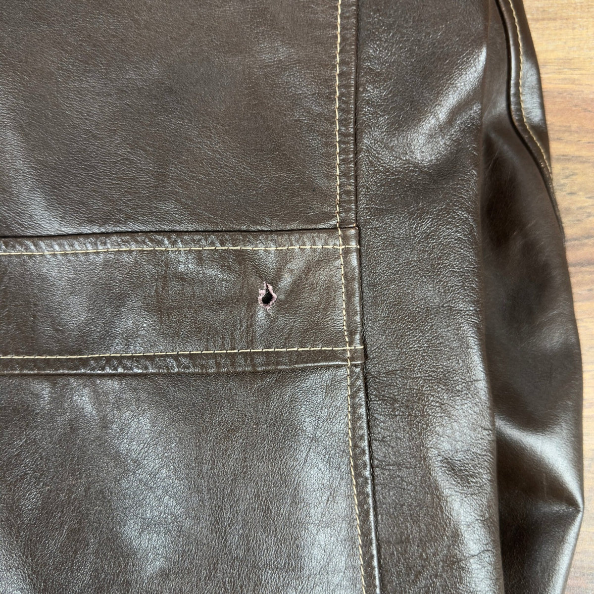 Vintage Towncraft Mens XL Brown Leather Car Coat Jacket
