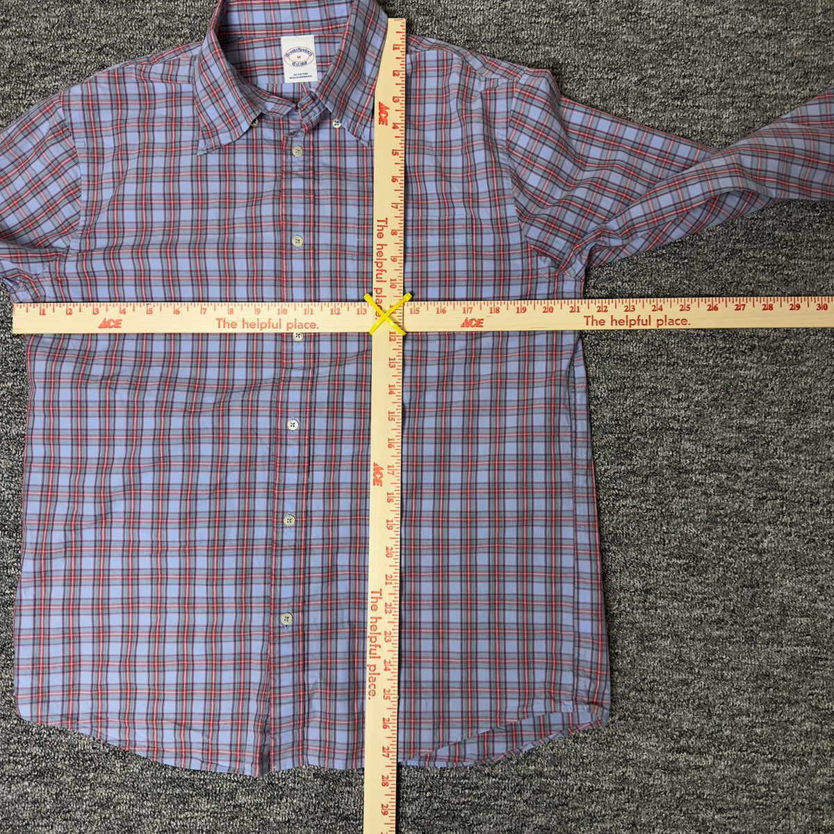 Brooks Brothers Plaid Button-Down Shirt Mens M Blue Preppy
