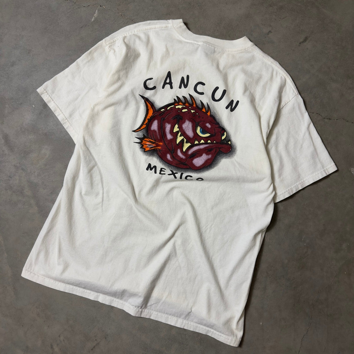 Vintage Yazbek Cancun Mexico Piranha T-Shirt Mens XL Y2K