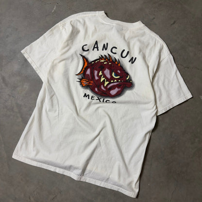 Vintage Yazbek Cancun Mexico Piranha T-Shirt Mens XL Y2K