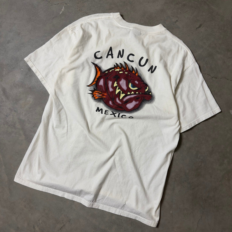 Vintage Yazbek Cancun Mexico Piranha T-Shirt Mens XL Y2K
