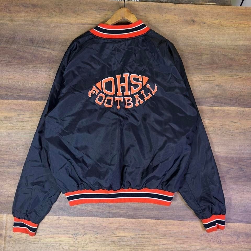 Hutchers Varsity Jacket Mens XL Black Red Football Lined USA