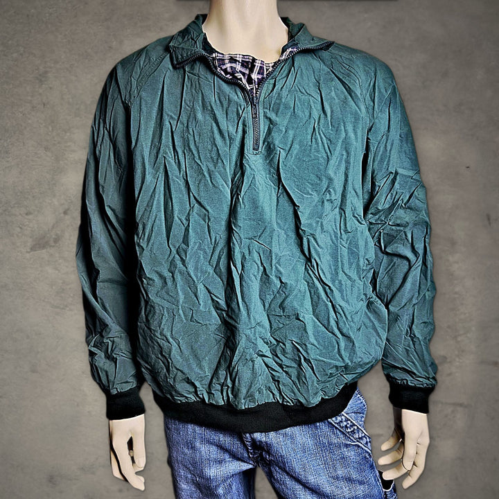 Duckster Half Zip Windbreaker Pullover Mens L Green