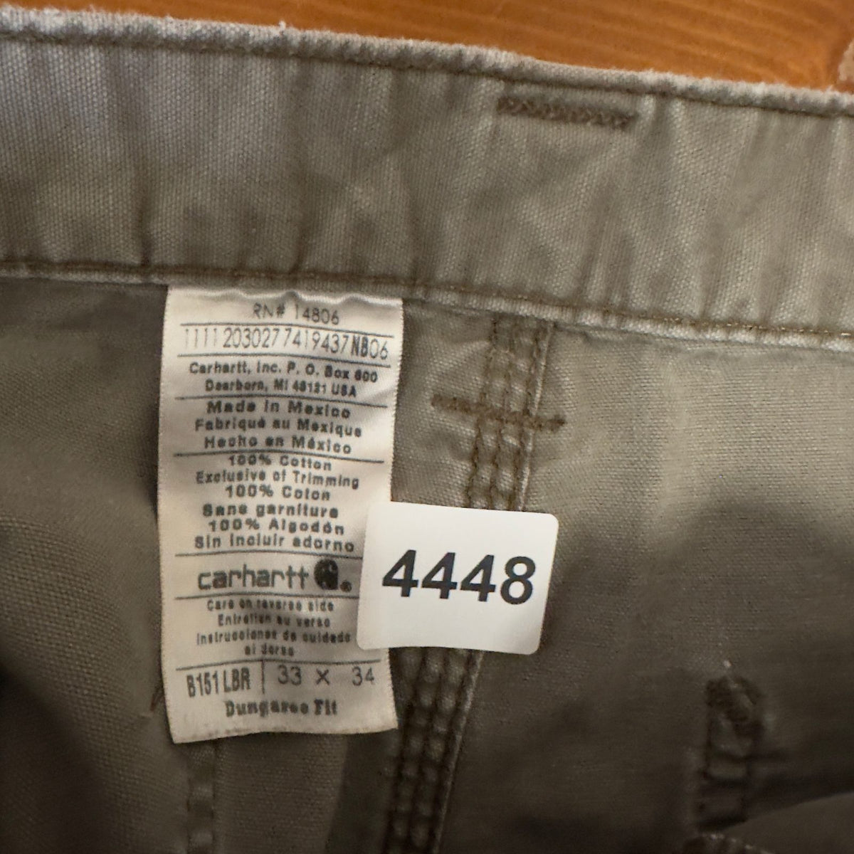 Carhartt B151 Dungaree Pants Mens 33x34 Light Brown Baggy