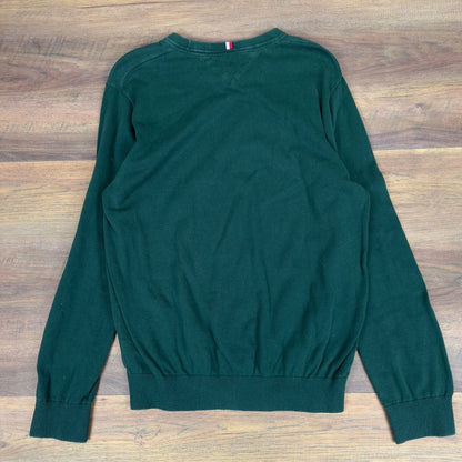 Tommy Hilfiger Mens XL Forest Green Crewneck Sweater Relaxed Fit Preppy Swag