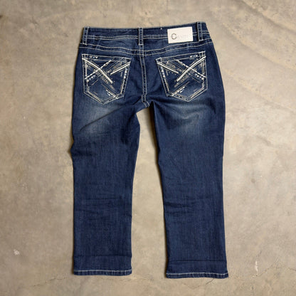 Charme Straight Leg Jean Women 29 Blue Western Embroidered
