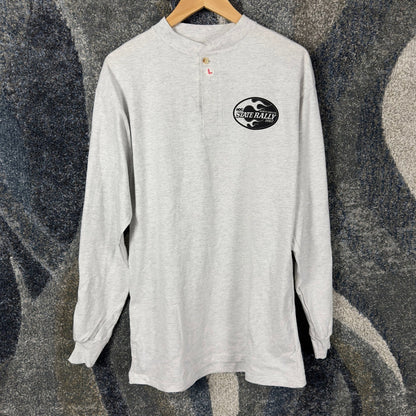 Vintage 2007 HOG North Dakota State Rally Henley Mens L Gray