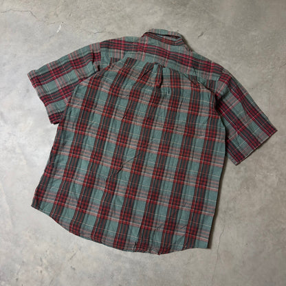 Cabelas Plaid Button Down Shirt Mens L Tall Green Red