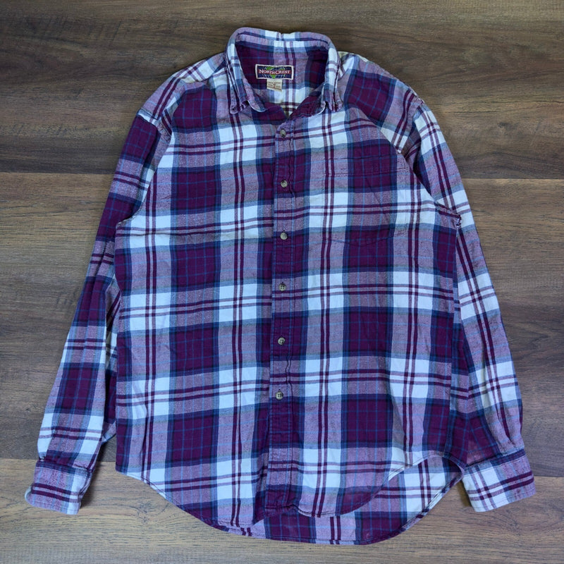North Crest Plaid Flannel Shirt Purple Teal Grunge Workwear