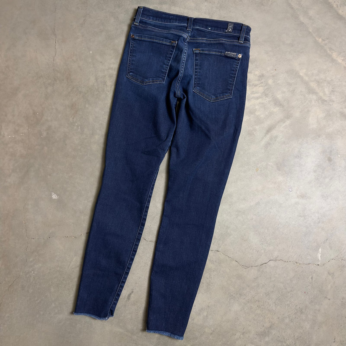 7FAM The Ankle Skinny Jeans Womens 27 Dark Wash
