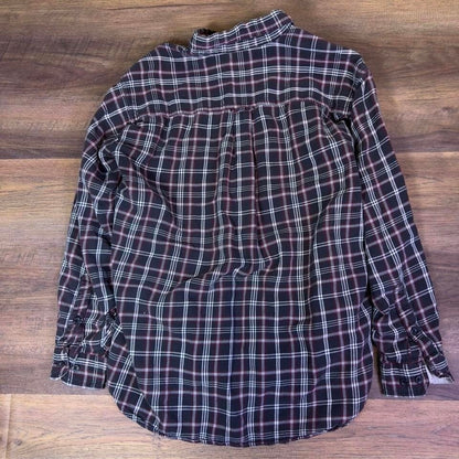 Woolrich Plaid Button Up Shirt Mens Large Black Red Flannel
