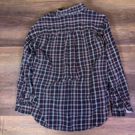 Woolrich Plaid Button Up Shirt Mens Large Black Red Flannel