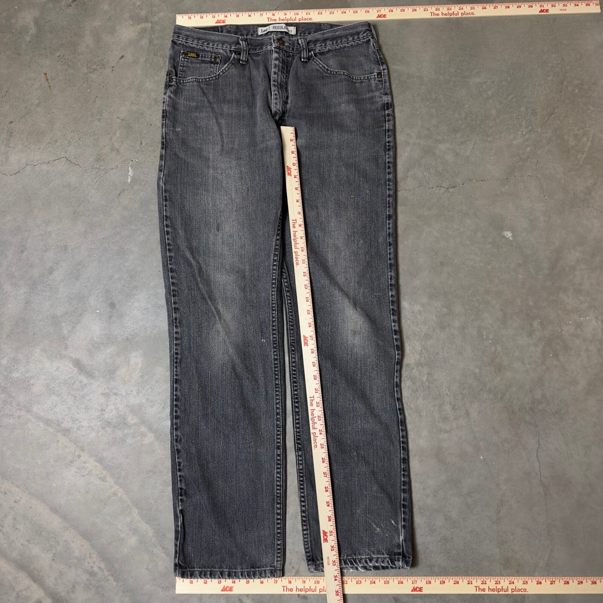 Vintage Lee Regular Fit Jeans Mens 34x34 Black Faded Grunge Streetwear Baggy