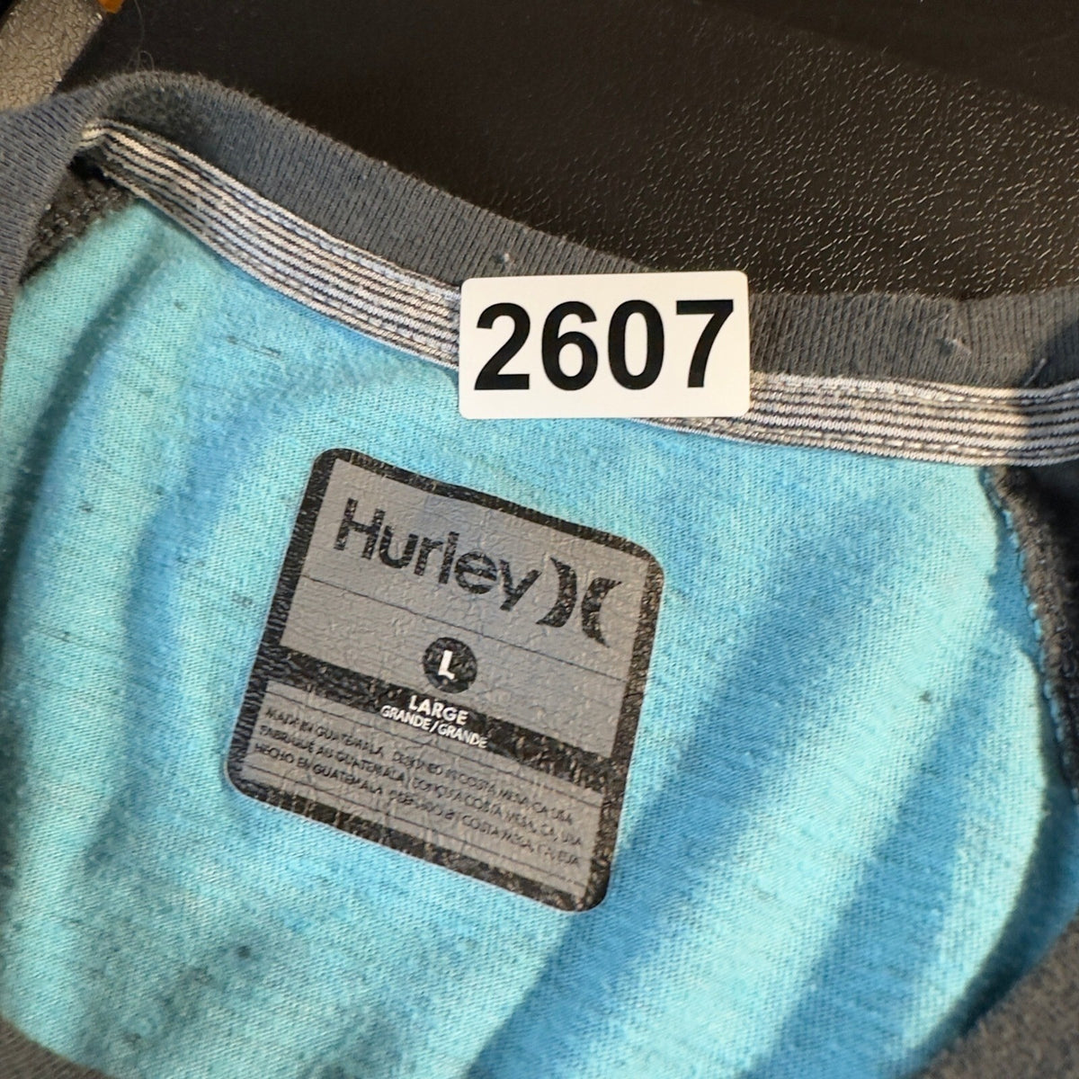 Hurley Raglan Long Sleeve Shirt Mens L Blue Grey Heathered