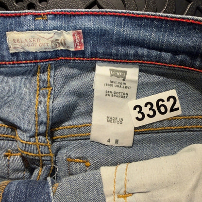 Vintage Levis 550 Denim Mini Skirt Womens 4 M Blue Y2K Frayed Hem Streetwear