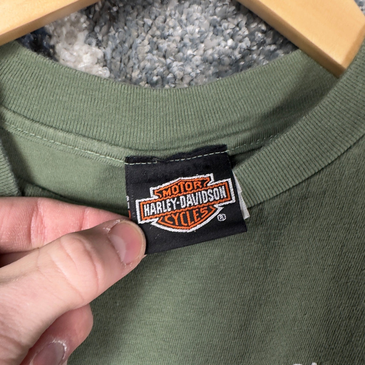Vintage 1999 Harley Davidson HOG Rally T-Shirt Mens M Green