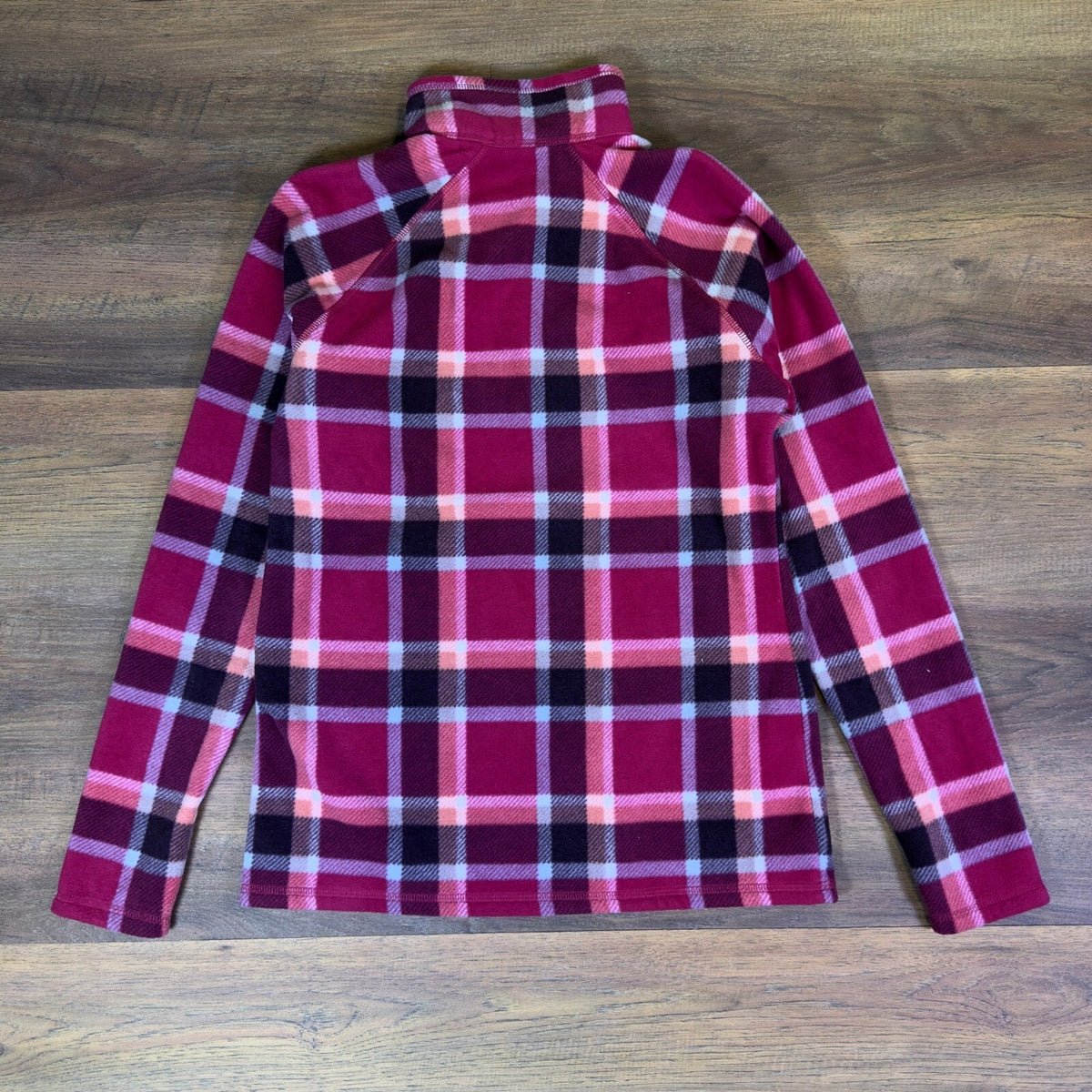 NWT Eddie Bauer Quarter Zip Fleece Pullover Pink Plaid