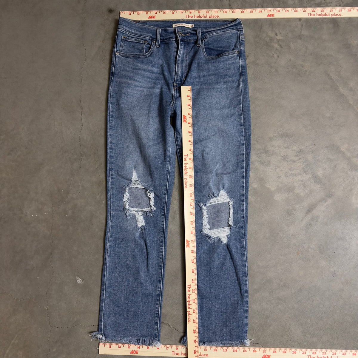 Levi's 724 High Rise Straight Jeans Womens 28 Distressed